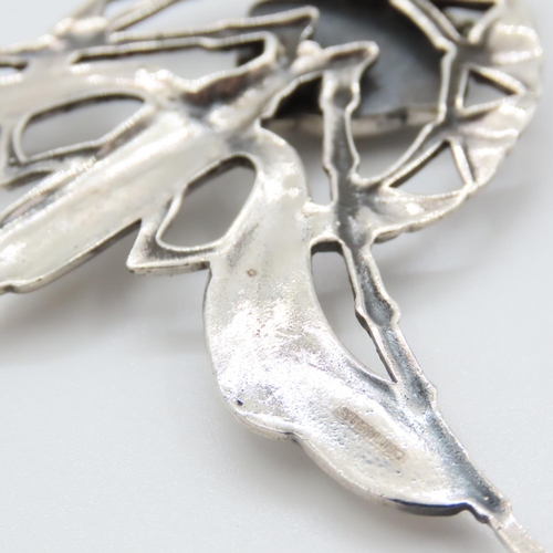 372 - Silver Art Nouveau Design Pendant Necklace Mounted on Silver Chain Approximately 8cm Wide