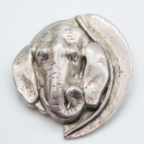 381 - Silver Elephant Motif Brooch 5cm High Approximately