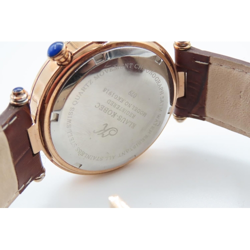 383 - Klaus Kobec Diamond Set Rose Gold Plated Gentleman's Chronograph Wrist Watch Original Condition Work... 