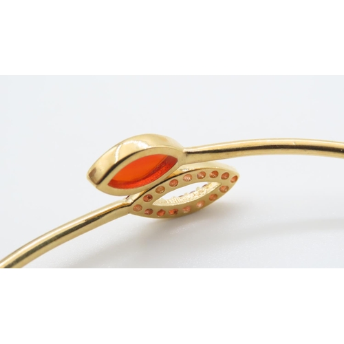 384 - Silver Gilt Ladies Bangle Gem Set Restrained Form Inner Diameter 6.5cm