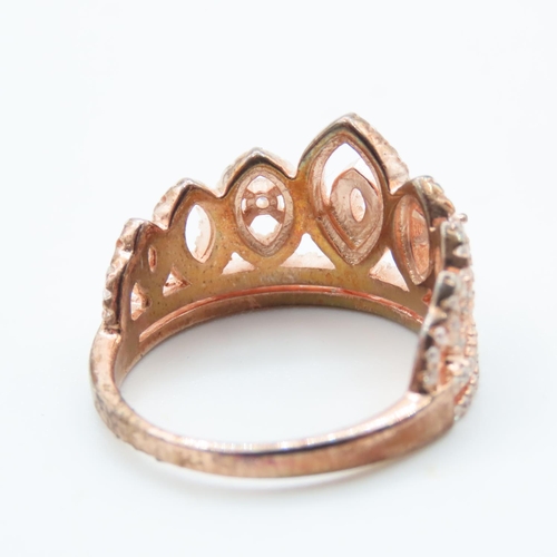 391 - Designer Silver Gilt Princess Ring Size P and a Half