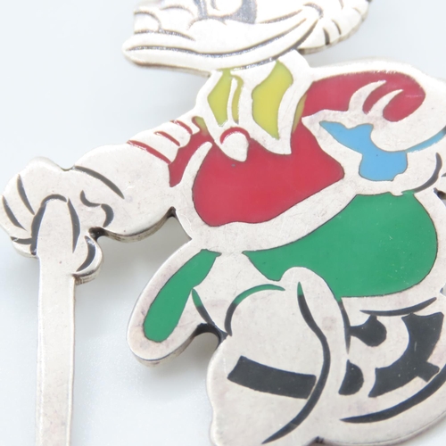 393 - Donald Duck Silver Brooch Enamel Decoration Approximately 5cm High