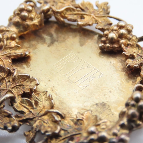 399 - Silver Gilt Decanter Label Finely Detailed with Grape Vine Decoration Hallmarked Original Decanter N... 