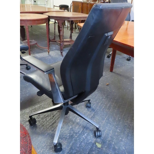 4 - Good Quality Modern Leather Upholstered Boardroom or Office Armchair Swivel Base Good Condition