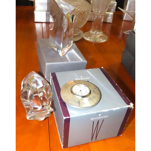 401 - Three Pieces of Waterford Crystal Including Clock and Animal Figure Original Box and Packaging Prese... 