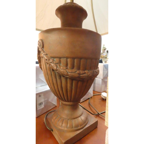 416 - Terracotta Vase Urn Form with Shade Electrified Working Order