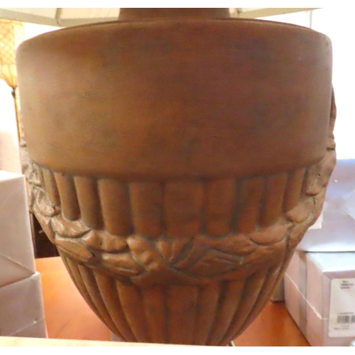 416 - Terracotta Vase Urn Form with Shade Electrified Working Order