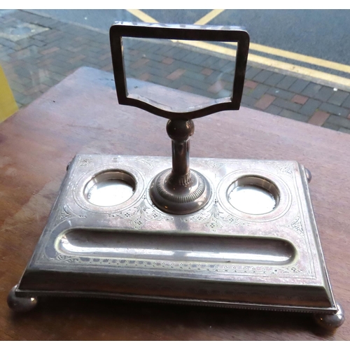 434 - Edwardian Silver Plated Desk Rest with Pen Rest Above Bun Supports Approximately 8 Inches Wide