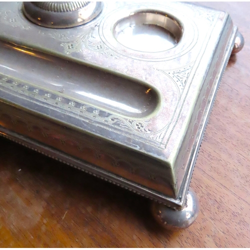 434 - Edwardian Silver Plated Desk Rest with Pen Rest Above Bun Supports Approximately 8 Inches Wide