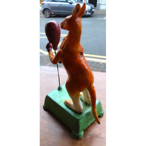 436 - Antique Cast Iron Novelty Figure Boxing Kangaroo Approximately 8 Inches High