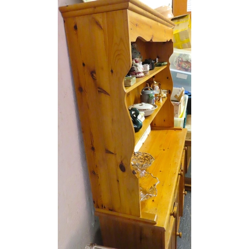 44 - Pine Dresser Three Drawer Approximately 5ft Wide x 6ft 8 Inches High