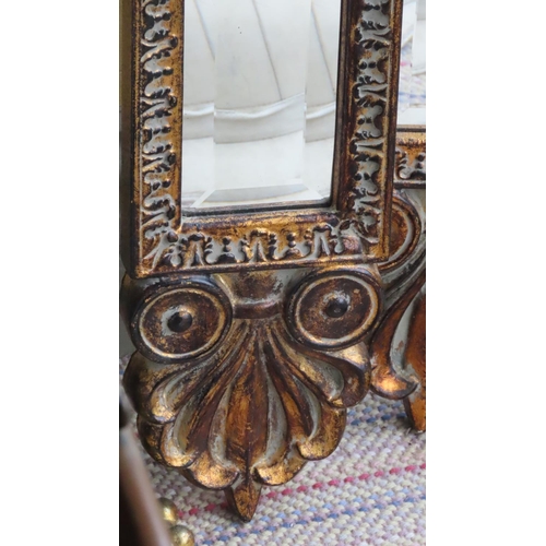 443 - Pair of Slender Form Gilded Wall Mirrors Each Approximately 5ft 8 Inches High