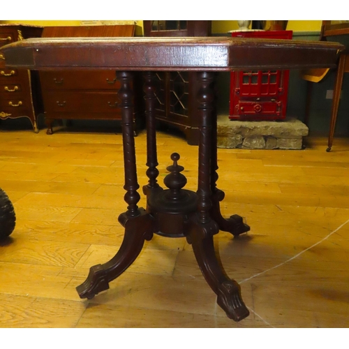 451 - Edwardian Mahogany Hexagonal Form Centre Table Well Carved Supports Approximately 3ft Wide