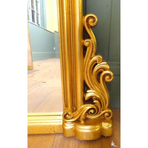 454 - Gilded Overmantle Mirror Side Carved Decoration Approximately 50 Inches Wide x 56 Inches High Please... 