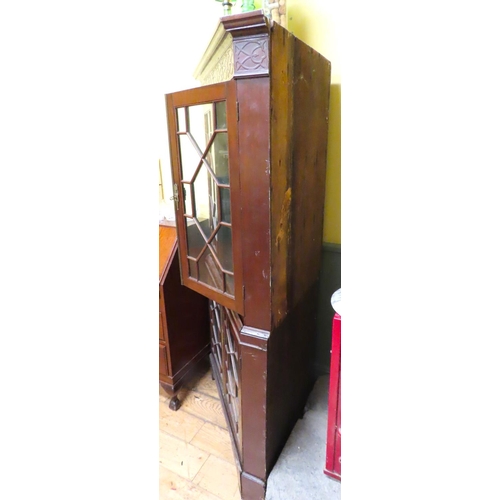 456 - Antique Mahogany Four Door Astral Glazed Corner Cabinet Approximately 2ft Wide x 6ft 6 Inches High