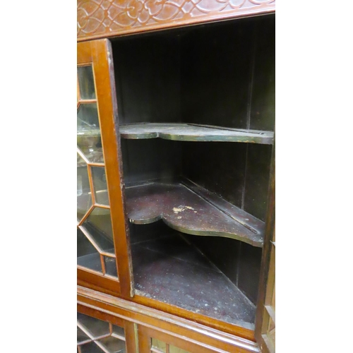 456 - Antique Mahogany Four Door Astral Glazed Corner Cabinet Approximately 2ft Wide x 6ft 6 Inches High