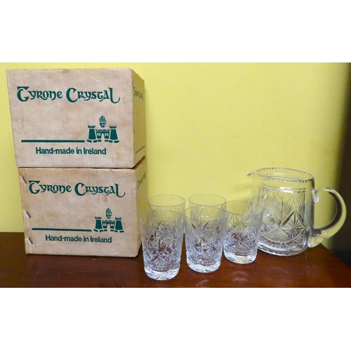 457 - Four Waterford Cystal Whiskey Tumblers with Matching Pitcher and Two other Boxes of Tyrone Crystal W... 