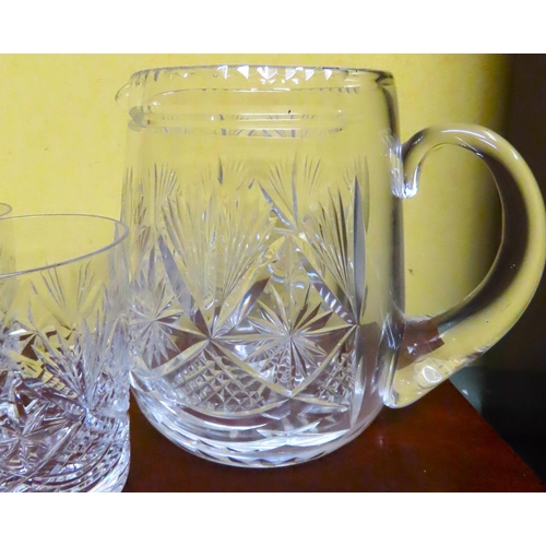 457 - Four Waterford Cystal Whiskey Tumblers with Matching Pitcher and Two other Boxes of Tyrone Crystal W... 