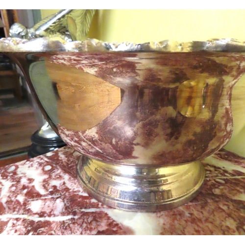 459 - Large Silver Plated Punch Bowl Pedestal Form with Quantity of Silver Plated Punch Cups and Ladle Con... 