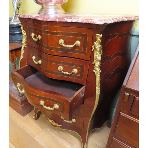 460 - Marble Top Kingswood Chest Five Graduated Drawers Ormolu Mounted Approximately 32 Inches Wide x 48 I... 