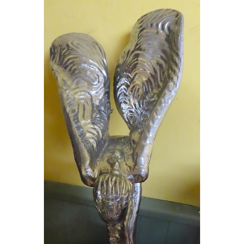 461 - Silver Plated Rolls Royce Wings of Ecstasy Sculpture Mounted on Stepped Form Marble Base Approximate... 