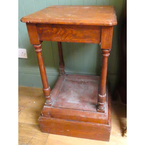 462 - Edwardian Oak Pedestal Square Form Turned Supports Approximately 19 Inches Square x 30 Inches High