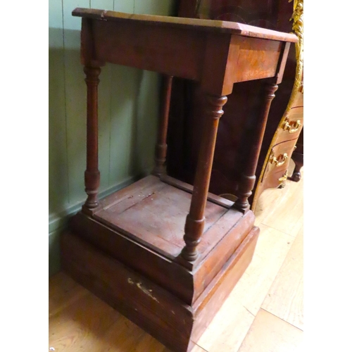 462 - Edwardian Oak Pedestal Square Form Turned Supports Approximately 19 Inches Square x 30 Inches High