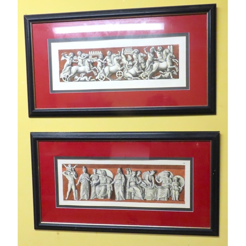 463 - Pair of Framed Engravings Italian Classical Scenes Each Approximately 32 Inches Wide Framed Size