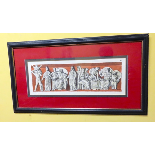 463 - Pair of Framed Engravings Italian Classical Scenes Each Approximately 32 Inches Wide Framed Size