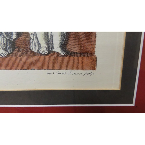 463 - Pair of Framed Engravings Italian Classical Scenes Each Approximately 32 Inches Wide Framed Size