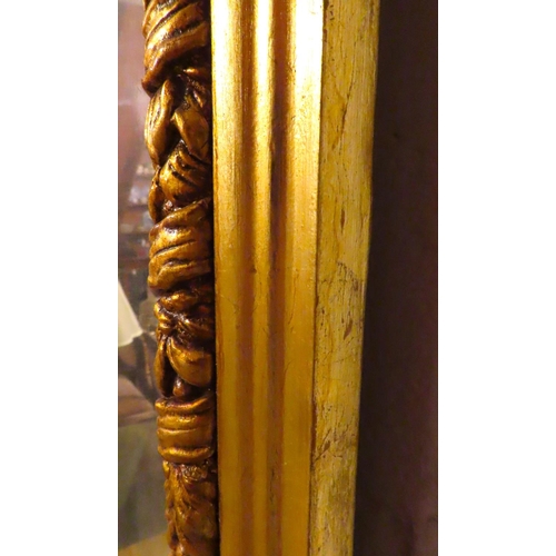 466 - Gilded Overmantle Mirror Upper Cartouche Decoration Approximately 46 Inches Wide x 47 Inches High