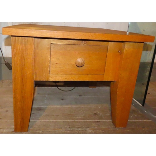 468 - Modern Oak Square Form Low Table or Coffee Table Single Drawer to Frieze Above Tapering Supports 20 ... 