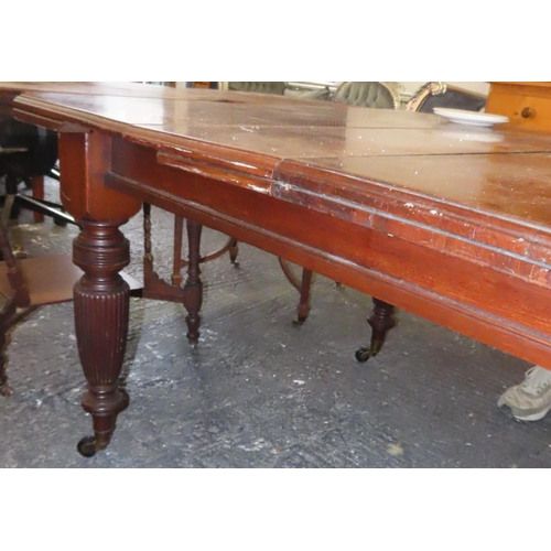 47 - Victorian Mahogany 9ft Long Dining Table with Two Extra Leaves