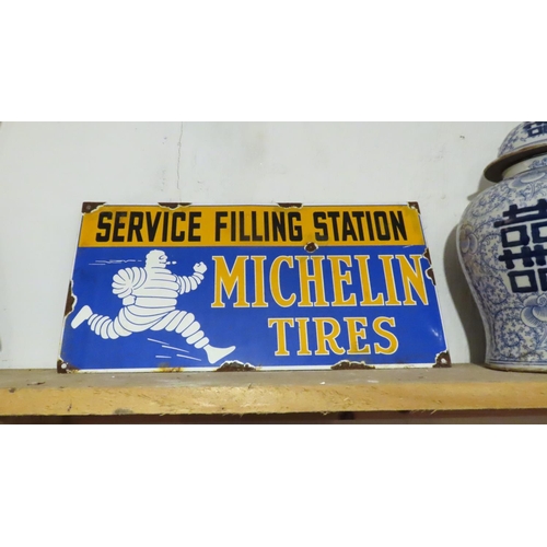 472 - Garage Advertising Sign Michelin Tyres Enamel on Tin Approximately 12 Inches Wide