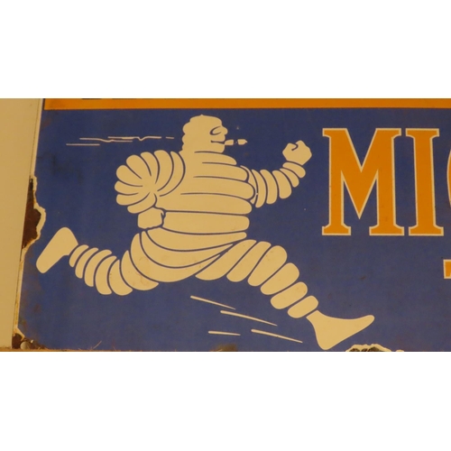 472 - Garage Advertising Sign Michelin Tyres Enamel on Tin Approximately 12 Inches Wide