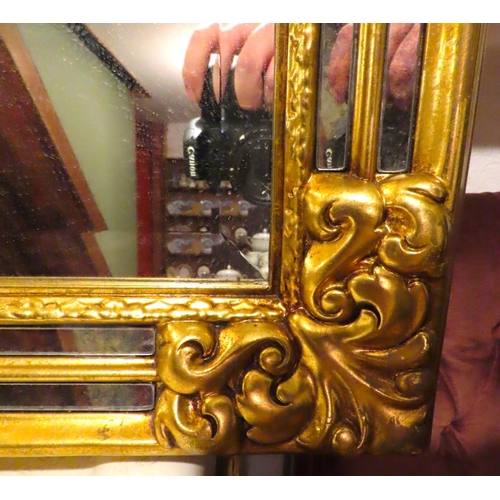 475 - Modern Gilded Wall Mirror Upper Cartouche Decoration Approximately 50 Inches Wide