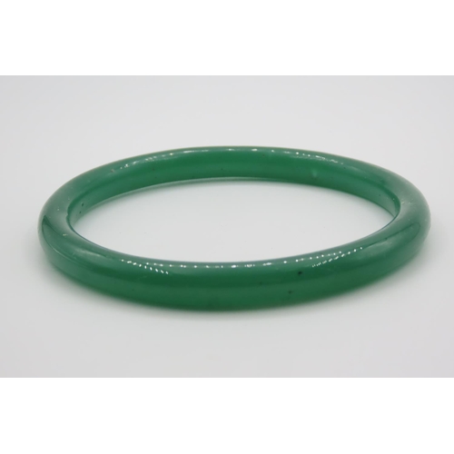 478 - Carved Chinese Apple Jade Bangle 8cm Inner Diameter