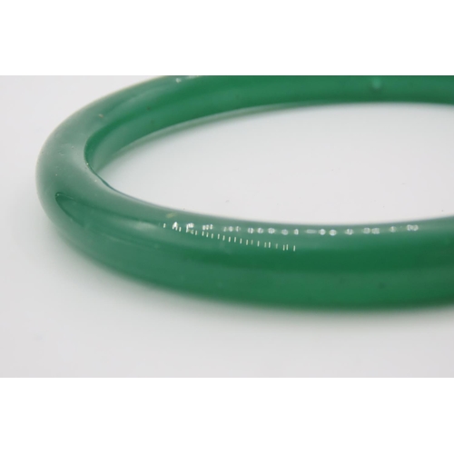 478 - Carved Chinese Apple Jade Bangle 8cm Inner Diameter