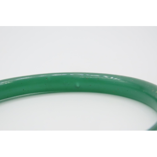 478 - Carved Chinese Apple Jade Bangle 8cm Inner Diameter