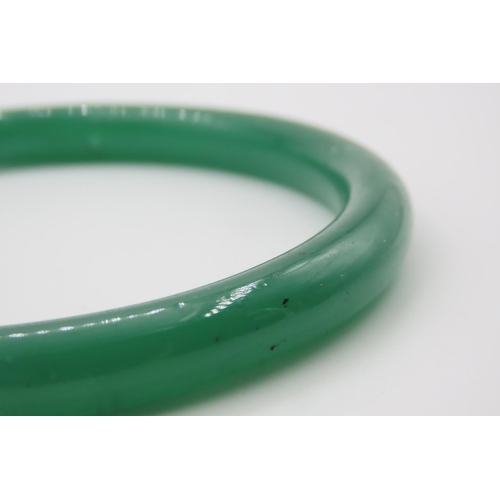 478 - Carved Chinese Apple Jade Bangle 8cm Inner Diameter