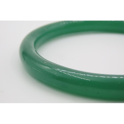 478 - Carved Chinese Apple Jade Bangle 8cm Inner Diameter