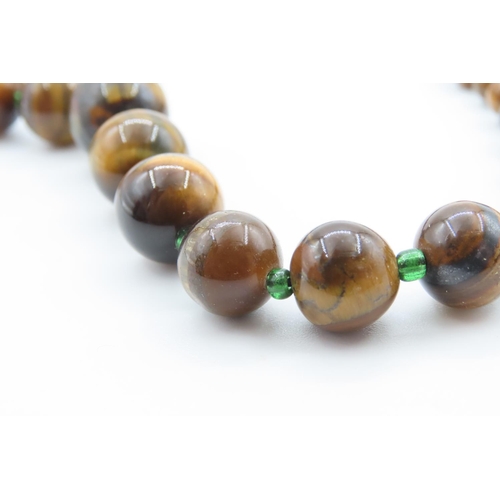 482 - Polished Tigers Eye Gemstone Bead Necklace Graduated Form