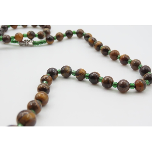 482 - Polished Tigers Eye Gemstone Bead Necklace Graduated Form