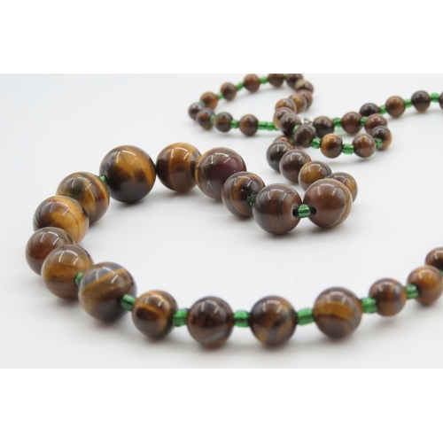 482 - Polished Tigers Eye Gemstone Bead Necklace Graduated Form