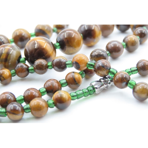 482 - Polished Tigers Eye Gemstone Bead Necklace Graduated Form