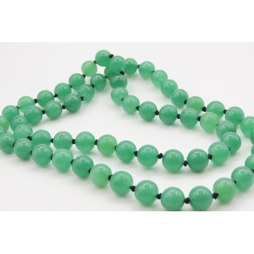 492 - Polished Jade Single Bead Necklace Approximately 80cm Long