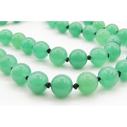 492 - Polished Jade Single Bead Necklace Approximately 80cm Long