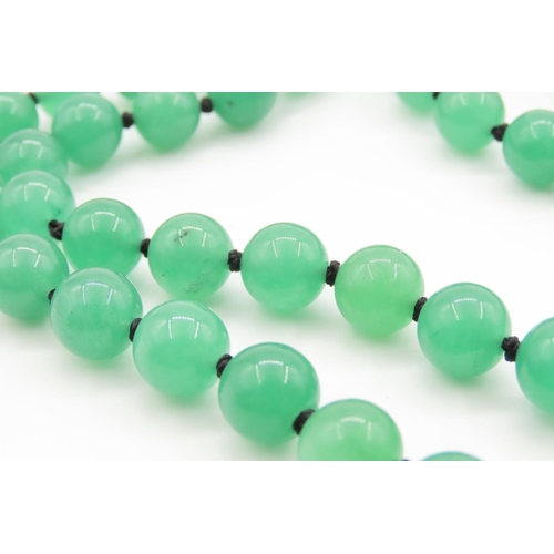 492 - Polished Jade Single Bead Necklace Approximately 80cm Long