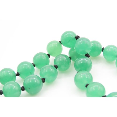 492 - Polished Jade Single Bead Necklace Approximately 80cm Long