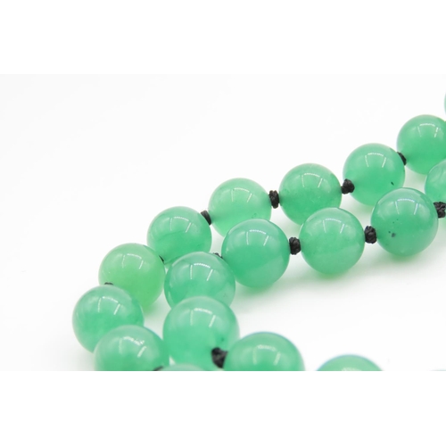 492 - Polished Jade Single Bead Necklace Approximately 80cm Long